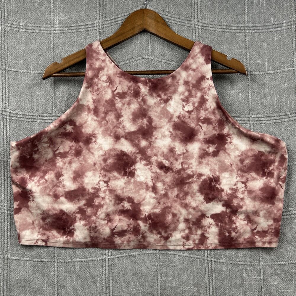 Athleta Conscious Crop Printed Sports Bra Tank Plus Size 3X Pink Camo Powervita